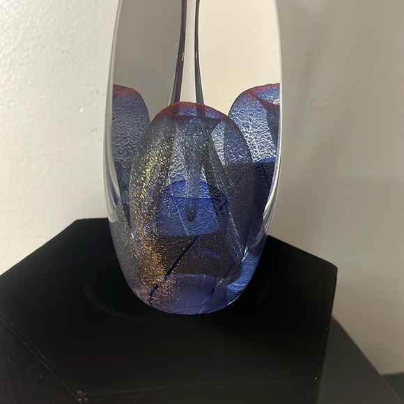 Pa Art Ed Kachurik 3 Panel Triangular Vintage Art Glass Paperweight 1995 - Picture 9 of 11